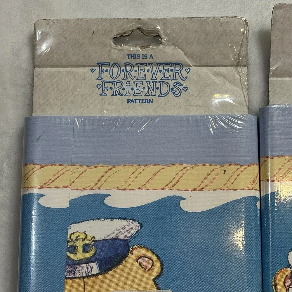 Rare FOREVER FRIENDS Andrew Brownsword Wallpaper BORDER 1992 Teddy Bears Beach
